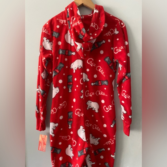 Coca Cola Coke Fleece Hooded Onesie - Picture 2 of 7